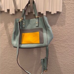 Frances Valentine Aqua and Yellow Tote